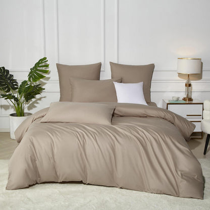 Bettwäsche-Set 135x200 Baumwolle Khaki Taupe Uni