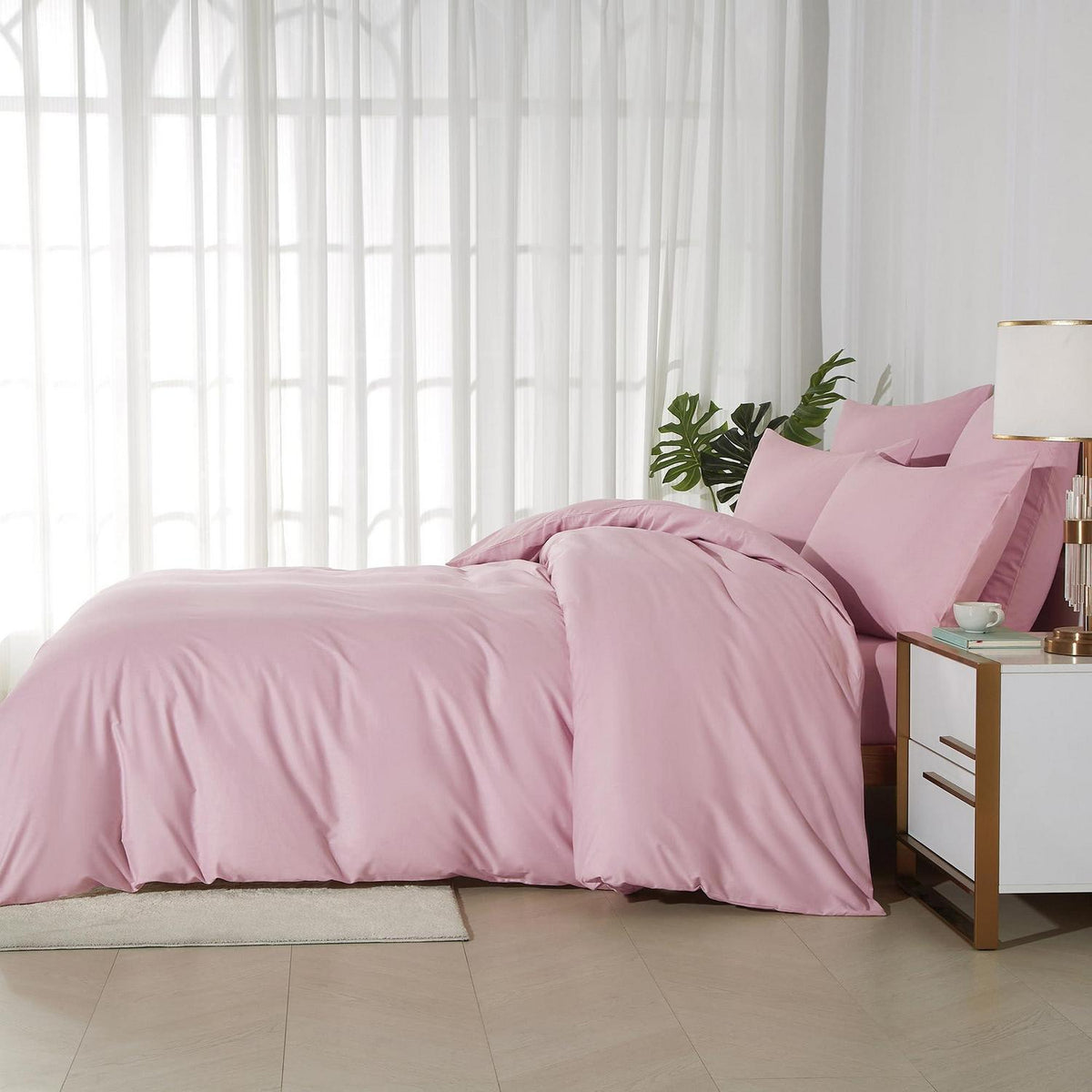 Bettwäsche-Set 135x200 Rosa Baumwolle 2-teilig