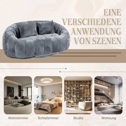 Zweisitzer Boneless Couch mit Memory Schaum – Grau