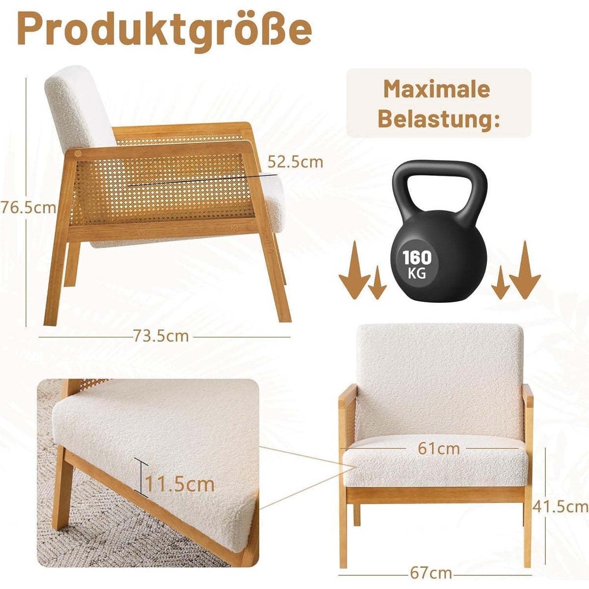 Ohrensessel Bouclé Weiß – Bequemer Relaxsessel für Wohnzimmer