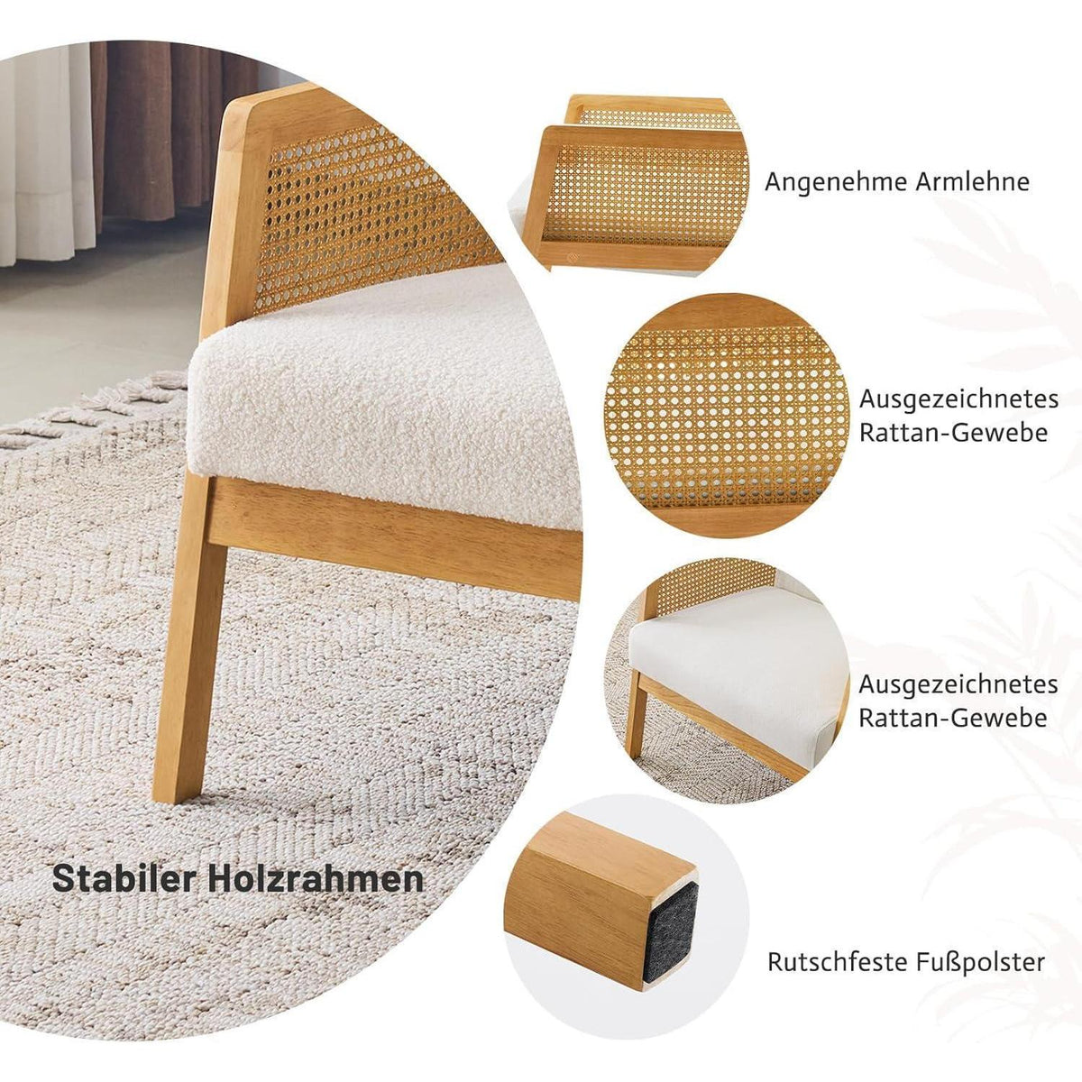 Ohrensessel Bouclé Weiß – Bequemer Relaxsessel für Wohnzimmer
