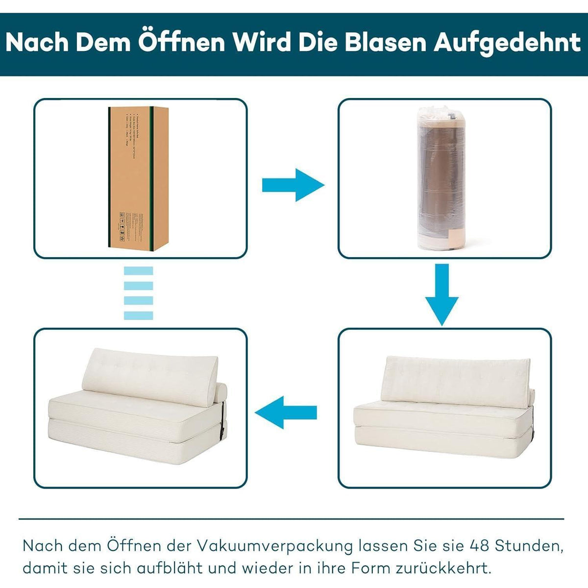 Faltbares Schlafsofa 3-in-1 – Schlafsessel & Couch Bett Beige