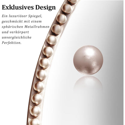 Runder Wandspiegel 70cm mit PU-Perlenrahmen in Silber – Retro Design