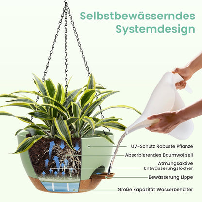 Selbstbewässernde Hängeampel 2er-Set – 25cm Blumentopf für Pflanzen