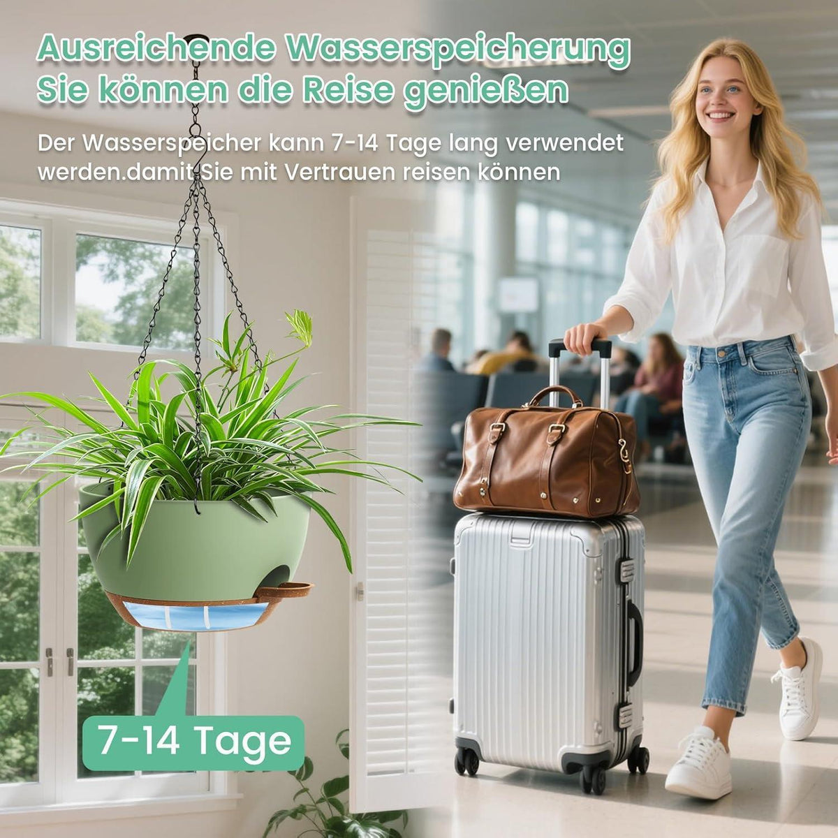 Selbstbewässernde Hängeampel 2er-Set – 25cm Blumentopf für Pflanzen