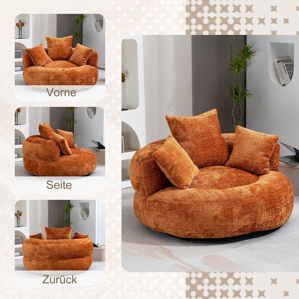 Boneless Lounger Sitzsack Sofa | Chenille Lazy Sofa für Gaming & Entspannung