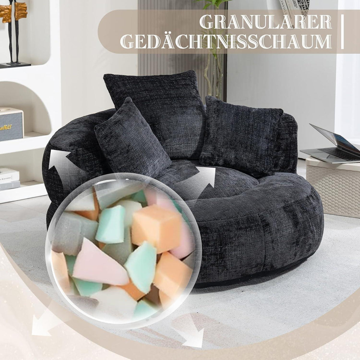 Boneless Lounger Sitzsack Sofa | Gaming & Entspannung | Schwarz