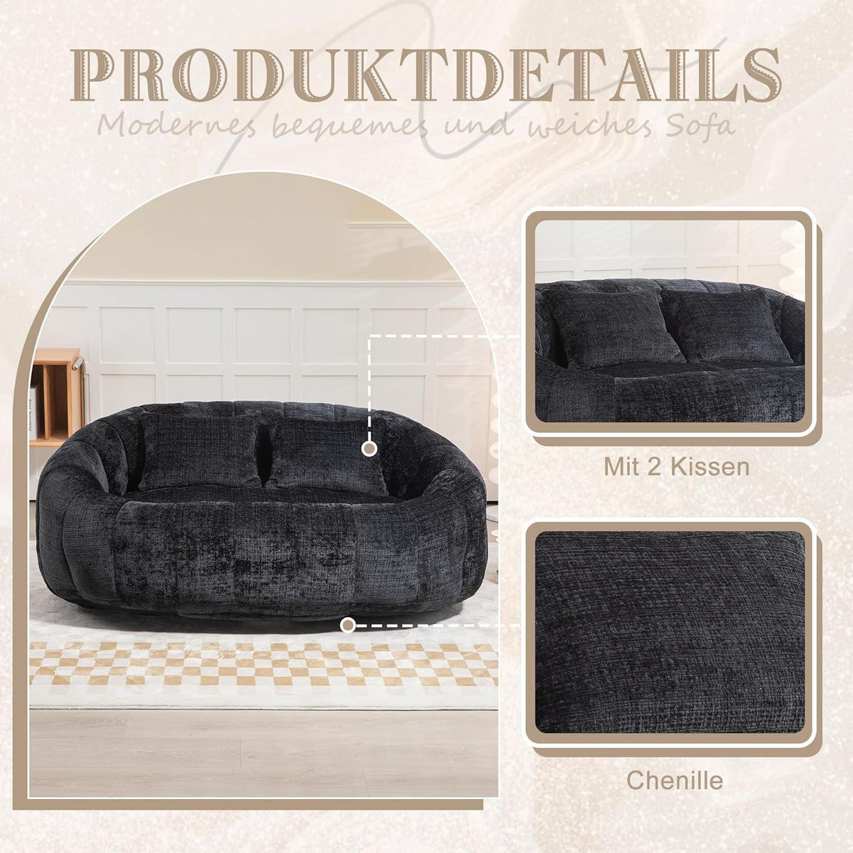 Sitzsack Sofa Schwarz – Bequemer Lounger für Entspannung