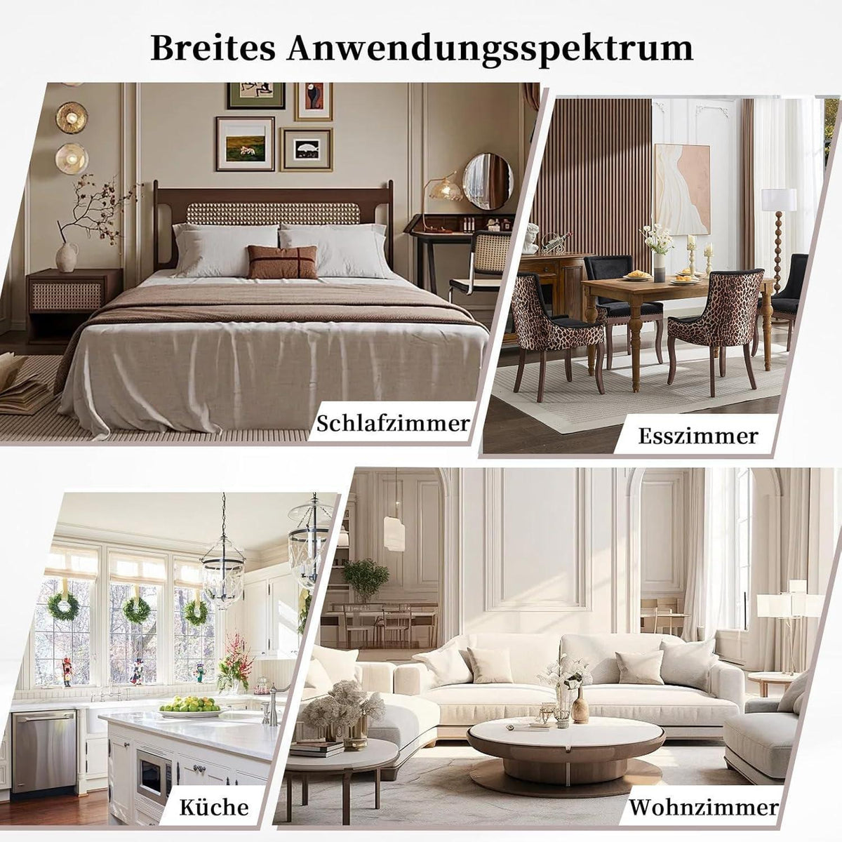 Esszimmerstuhl Set 4er – Leopardenmuster, Stoffbezug & Massivholz