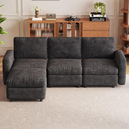 Modulares Sofa Dunkelgrau mit Schlaffunktion – Eckcouch 4-Sitzer
