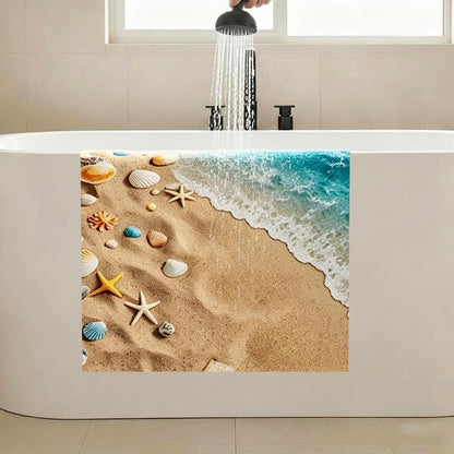 Rutschfeste Duschmatte 120x120cm mit Marinemuster & Ablaufloch