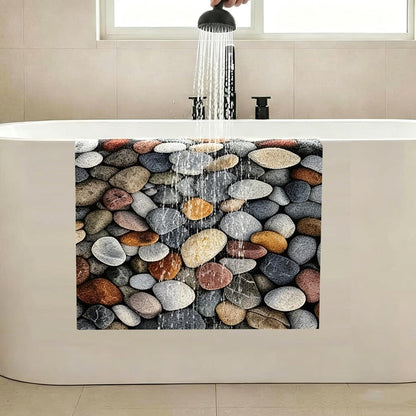 Rutschfeste Duschmatte 130x150cm Kieselmuster mit Ablaufloch