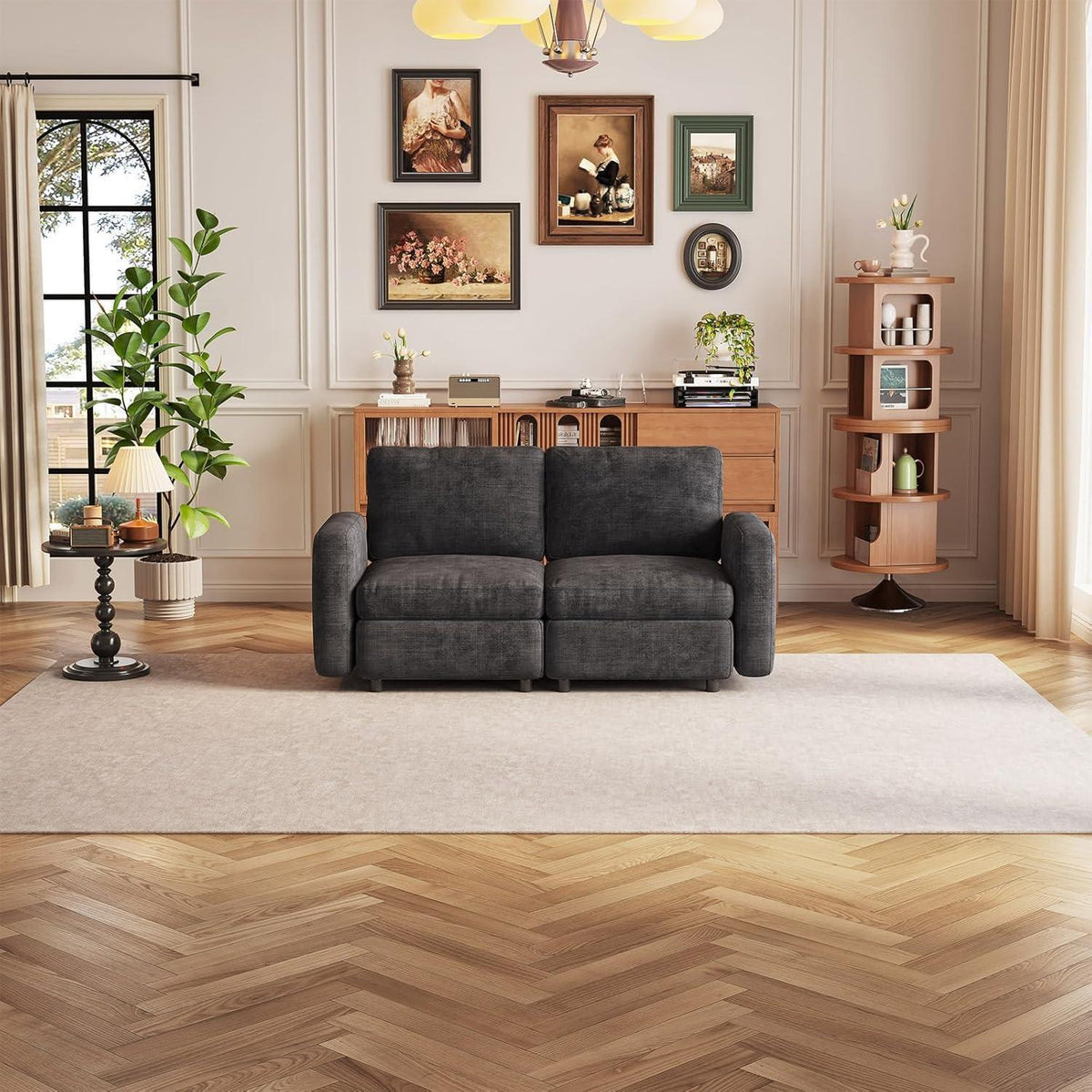 Modulares Sofa Dunkelgrau mit Schlaffunktion – Bequeme Eckcouch