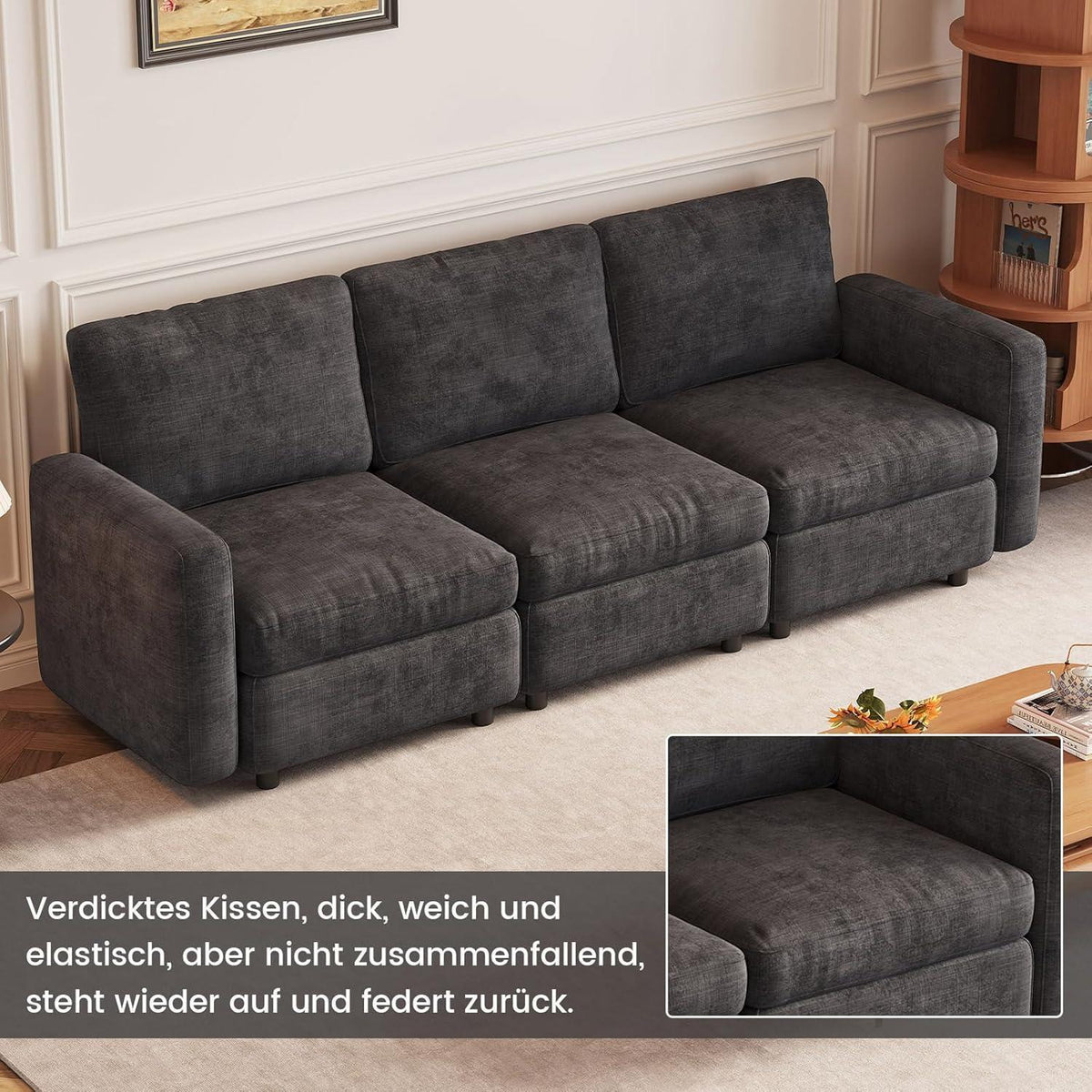 Modulares Sofa Dunkelgrau mit Schlaffunktion – Bequeme Eckcouch