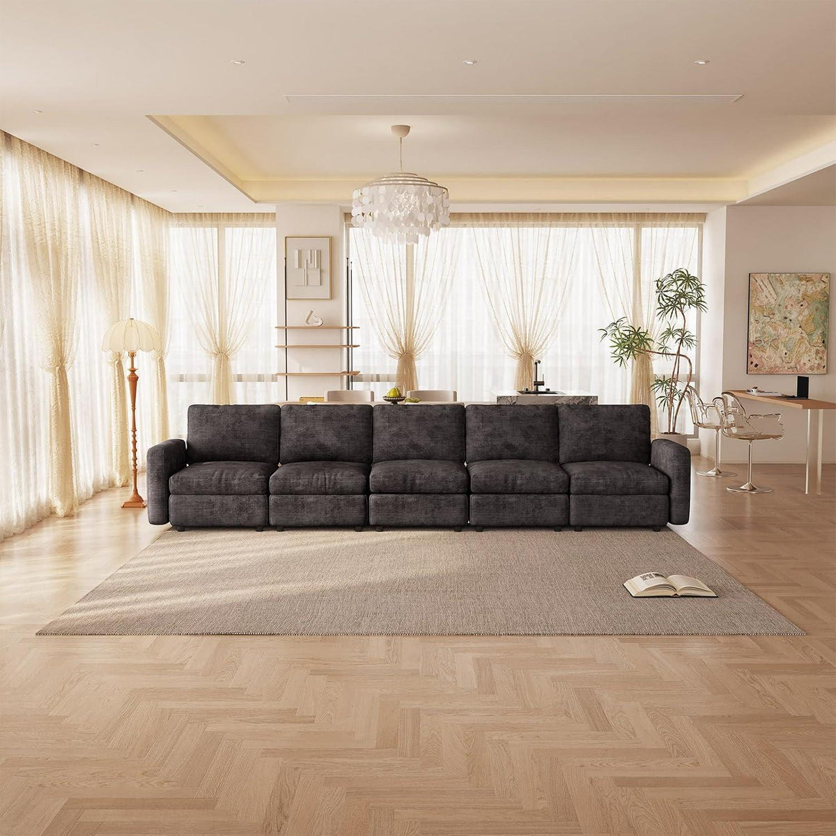 Modulares Sofa Dunkelgrau mit Schlaffunktion – Bequeme Eckcouch