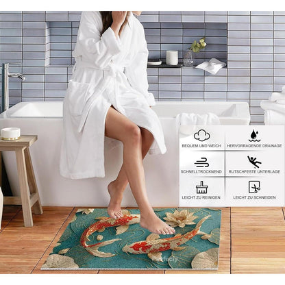 Rutschfeste Duschmatte 100x100cm mit Glücksfisch-Muster