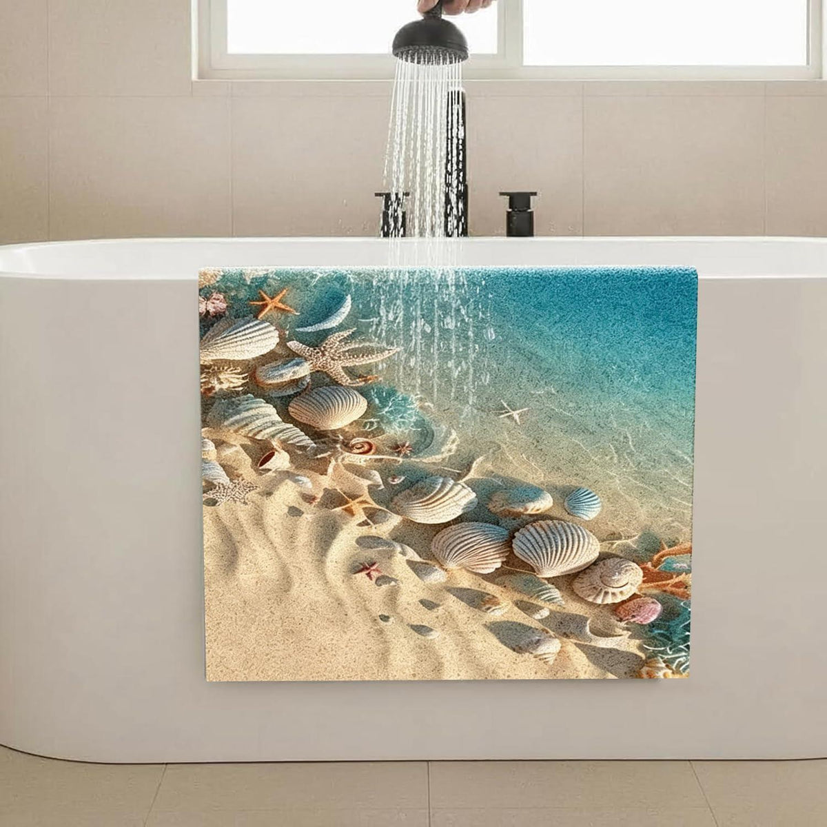 Rutschfeste Duschmatte 120x150 cm mit Muschelmuster