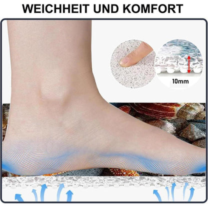 Rutschmatte Dusche 90x150 cm – Seestern-Muster & Ablaufloch
