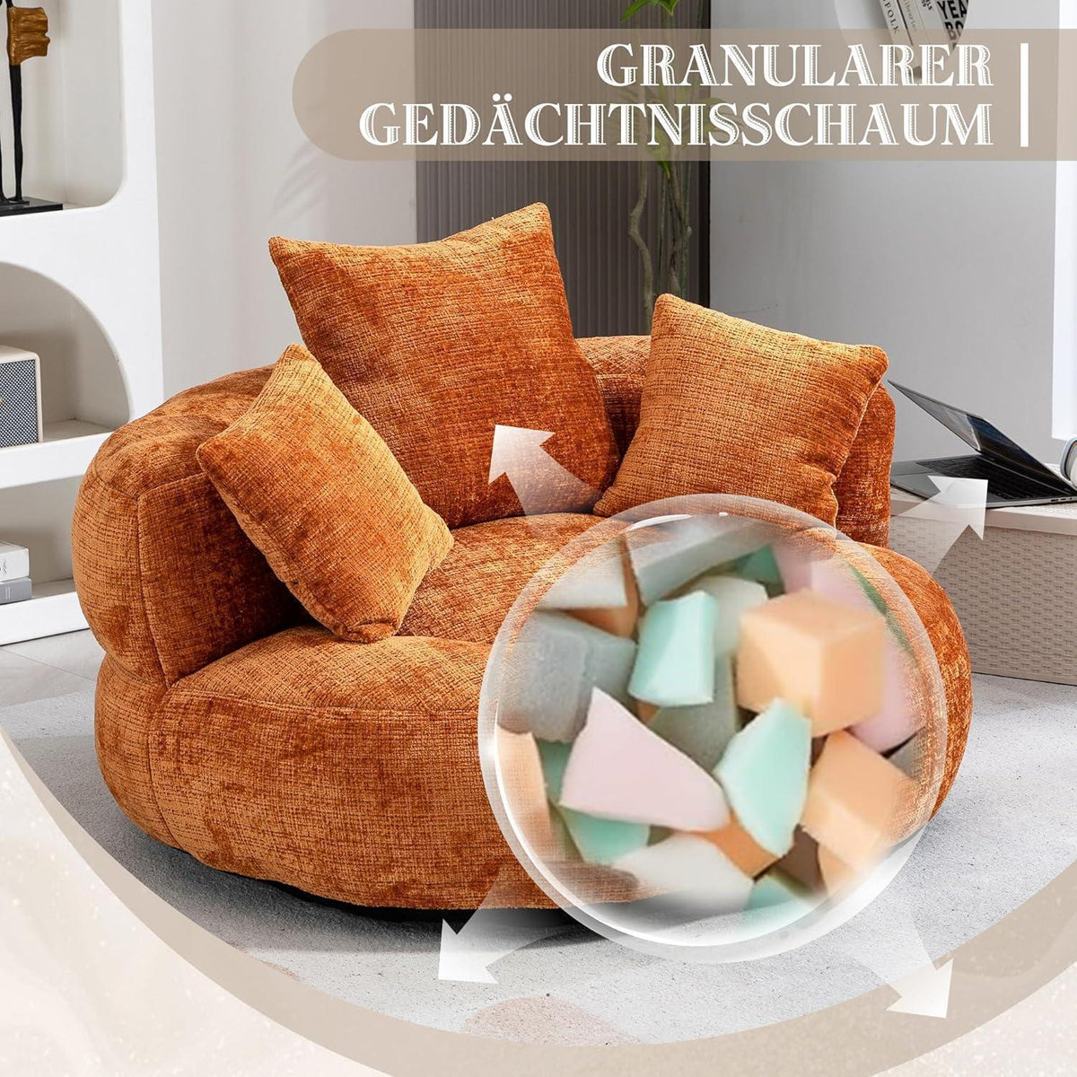 Lazy Sitzsack Sofa mit 3 Kissen – Komfort Lounger