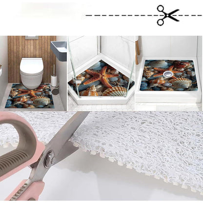 Rutschmatte Dusche 150x160cm – Seestern-Muster, Antirutsch & Ablaufloch
