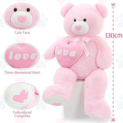 Riesiger 130cm Teddybär mit Herz – Kuscheliges Valentinstagsgeschenk