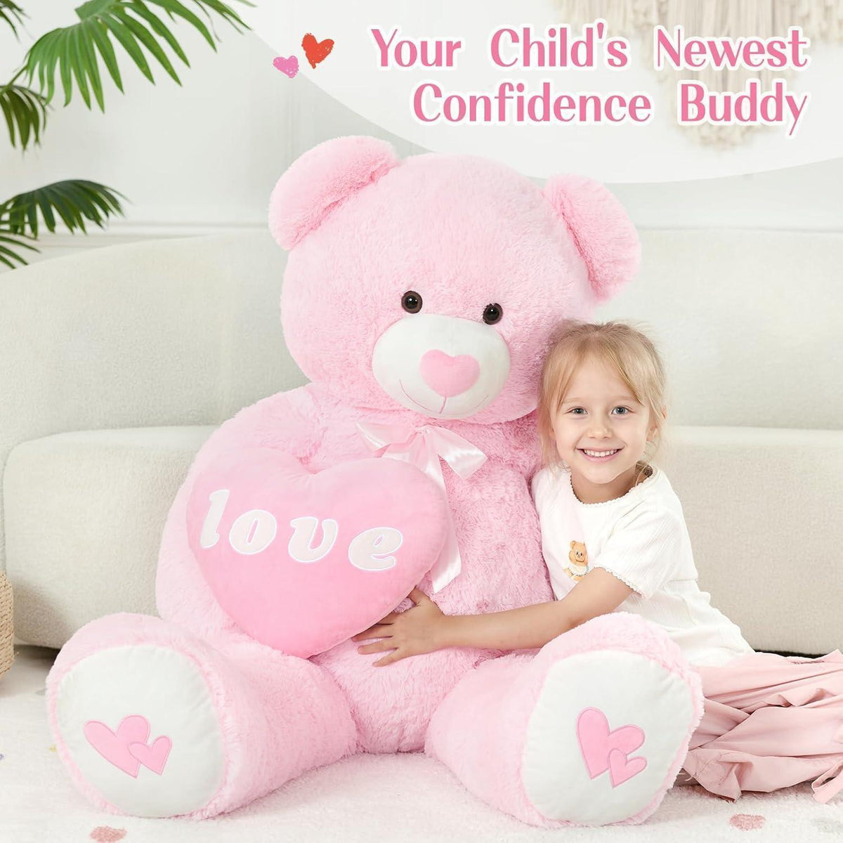 Riesiger 130cm Teddybär mit Herz – Kuscheliges Valentinstagsgeschenk