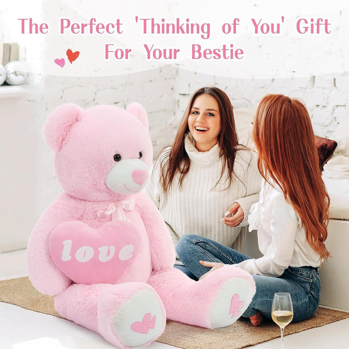 Riesiger 130cm Teddybär mit Herz – Kuscheliges Valentinstagsgeschenk