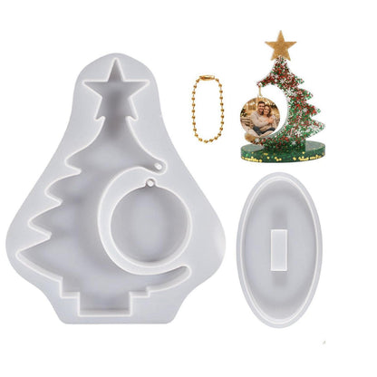 Epoxidharz Form Weihnachten: Baum & Fotorahmen mit Anhänger