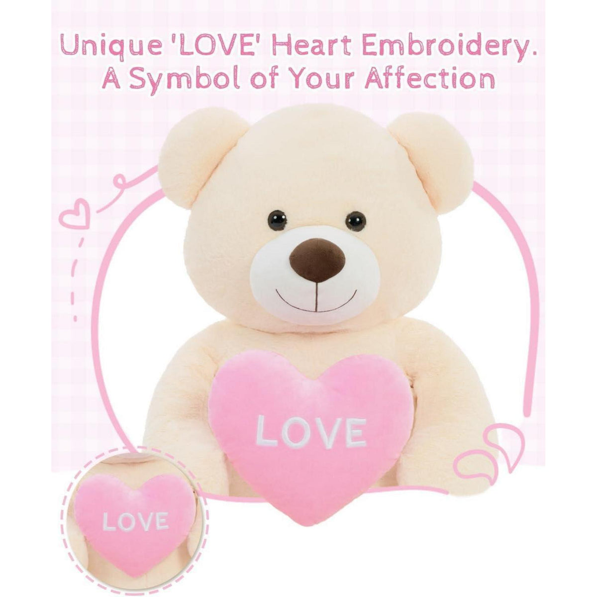 Riesiger Teddybär 130cm mit Herz – Kuscheltier & Valentinstagsgeschenk