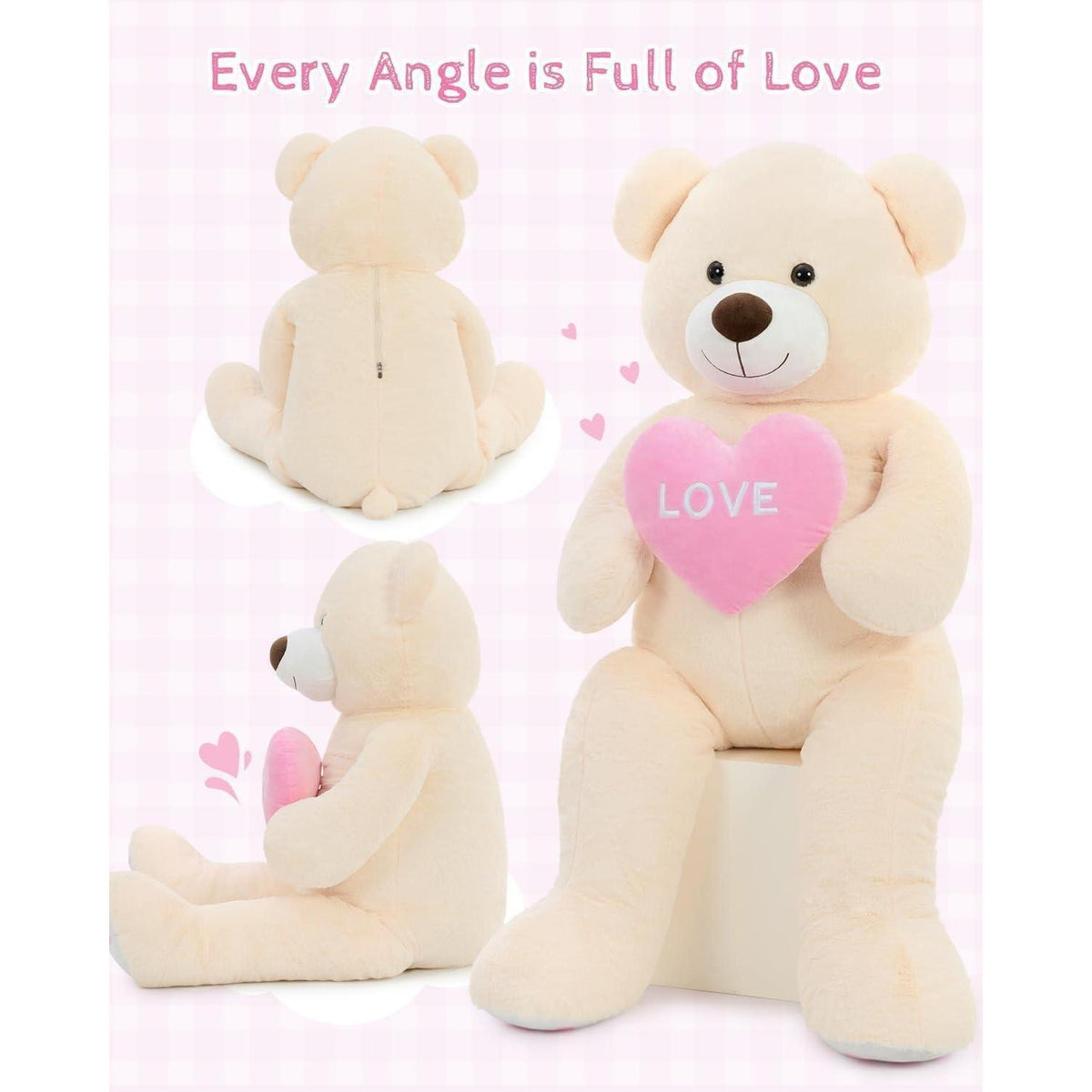 Riesiger Teddybär 130cm mit Herz – Kuscheltier & Valentinstagsgeschenk