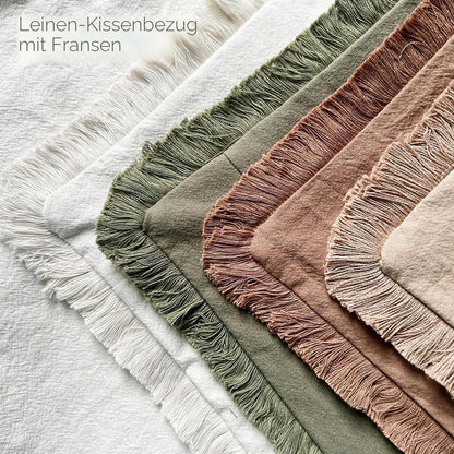 2er Set Baumwoll Kissenbezüge mit Fransen 45x45 Weiß