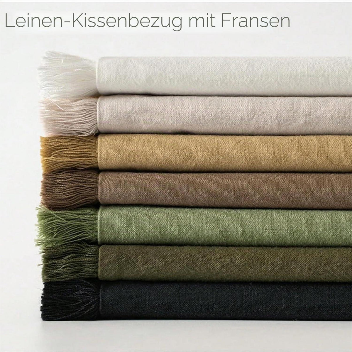 2er Set Baumwoll Kissenbezüge mit Fransen, 40x40 Weiß