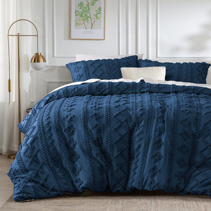 Boho Bettwäsche Set 135x200 cm Blau Dunkelblau Getuftet
