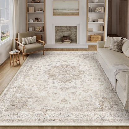 Vintage Teppich Beige 240x300cm Rechteckig Waschbar