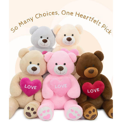 Riesiger 130cm Teddybär mit Herz – Kuscheltier & Valentinstags Geschenk