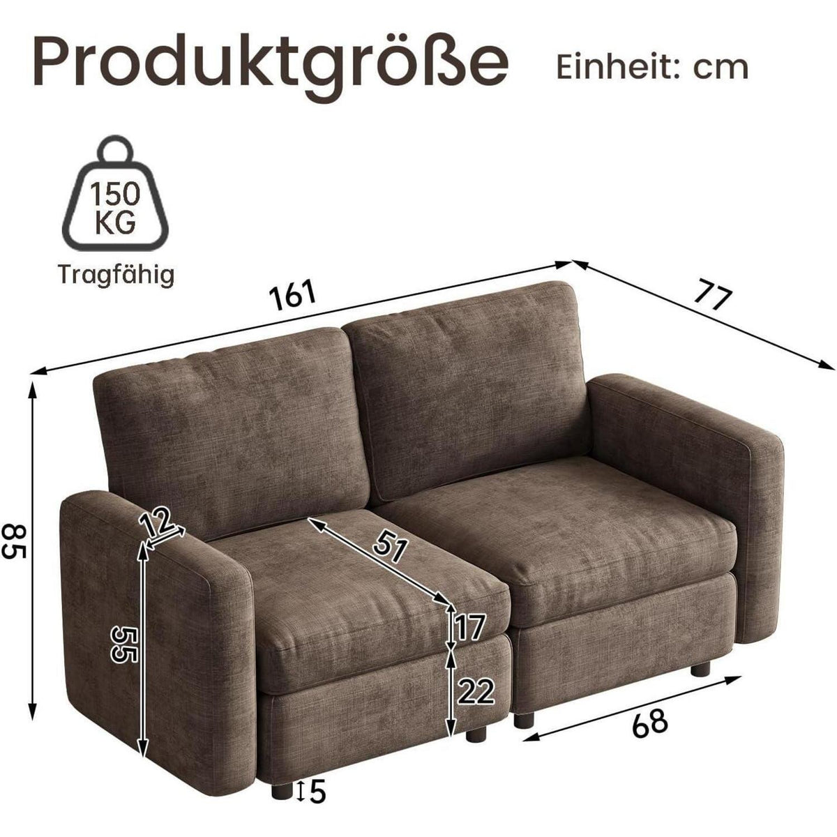 Modulares Cloud Sofa – 2-Sitzer, Weiches Design