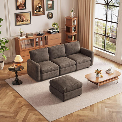 Modulares Cloud Sofa – Weiches 4-Sitzer Sofa mit Ottomanen