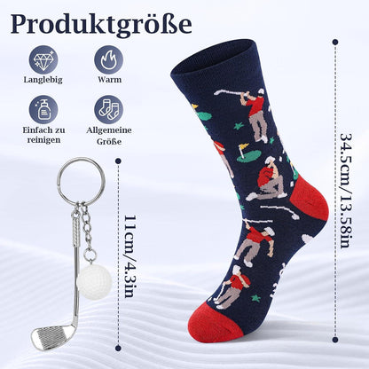 Golfsocken Herren mit Schlüsselanhänger – Geschenkset "Ich würde lieber Golf spielen"