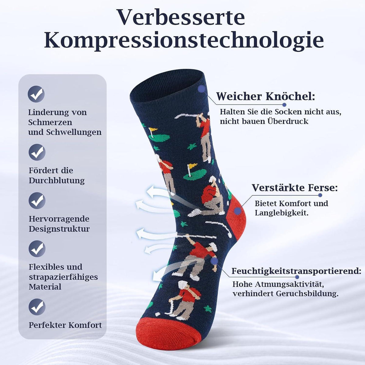 Golfsocken Herren mit Schlüsselanhänger – Geschenkset "Ich würde lieber Golf spielen"