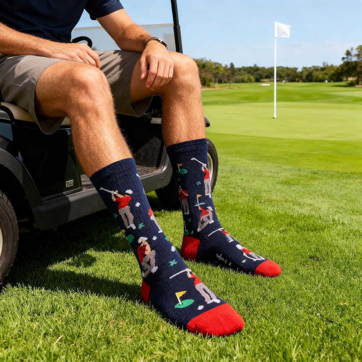 Golfsocken Herren mit Schlüsselanhänger – Geschenkset "Ich würde lieber Golf spielen"