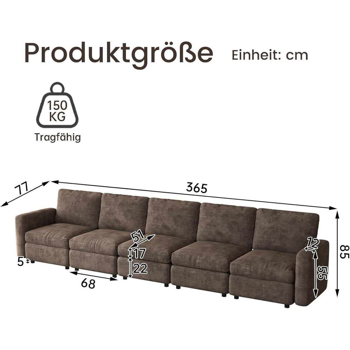 Modulares Cloud Sofa – Weiches Wohnzimmer Sofa für 5 Personen