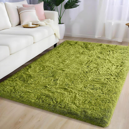 Flauschiger Hochflor Teppich 160x200cm - Grün, Skandinavisch