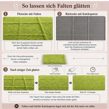 Flauschiger Hochflor Teppich 160x200cm - Grün, Skandinavisch