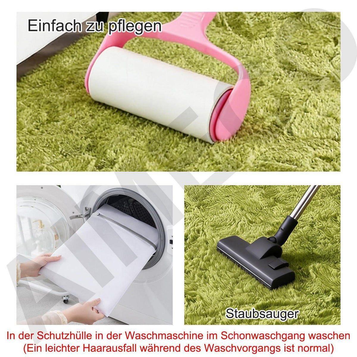 Flauschiger Hochflor Teppich 160x200cm - Grün, Skandinavisch