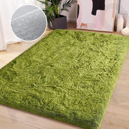 Flauschiger Hochflor Teppich 160x200cm - Grün, Skandinavisch