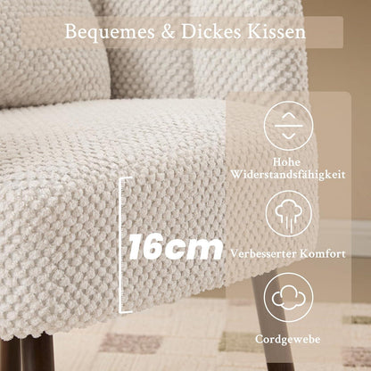 Gepolsterter Muschelsessel mit Blütenblatt-Rückenlehne, Beige, 2er-Set