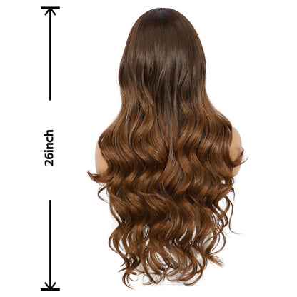 Braune Körperwelle Spitze Front Perücke | Synthetisch, 26 Zoll, Ombre