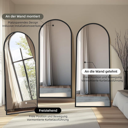 Ganzkörperspiegel Bogen 180x80 cm – Stand- & Wandspiegel Schwarz
