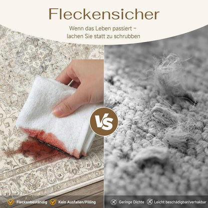 Brauner Vintage Teppich 160x230cm – Waschbar & Rutschfest