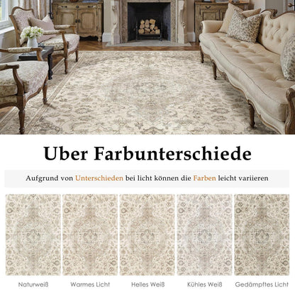 Brauner Vintage Teppich 160x230cm – Waschbar & Rutschfest